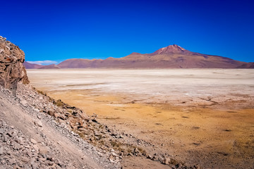 Dry land plain in the Altiplano mountains