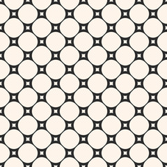 Circular mesh texture. Vector seamless pattern with circles, squares