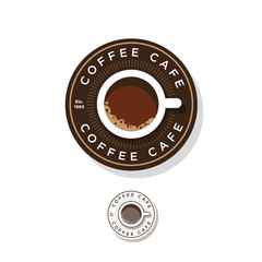 Coffee logo.  A cup of coffee and letters in the circle.