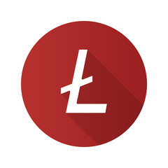 Obraz premium Litecoin flat design long shadow glyph icon