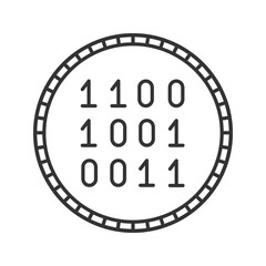 Fototapeta na wymiar Coin with binary code linear icon