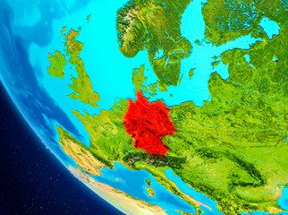 Germany on globe from space