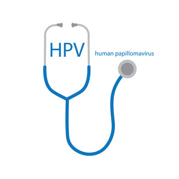 HPV Human Papillomavirus text and stethoscope icon- vector illustration