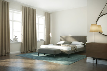 Fototapeta na wymiar Modern white luxury bedroom