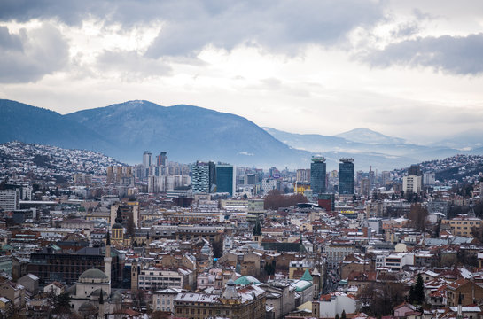 panorama of Sarajevo in winter