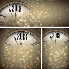 Fototapeta na wymiar 2018 New Year backgrounds with clock.