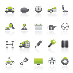 Auto service and car part icons - vector icon set