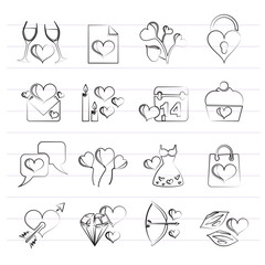 Love and Valentine Holidays icons - vector icon set