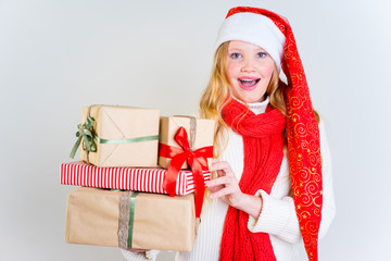 Girl wearing christmas cap