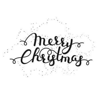 Merry Christmas. Handwritten lettering. Calligraphy. Winter holiday. Wishes. Creative design. It can be used for card, postcard, poster, invitation, banner. Vector illustration, eps10