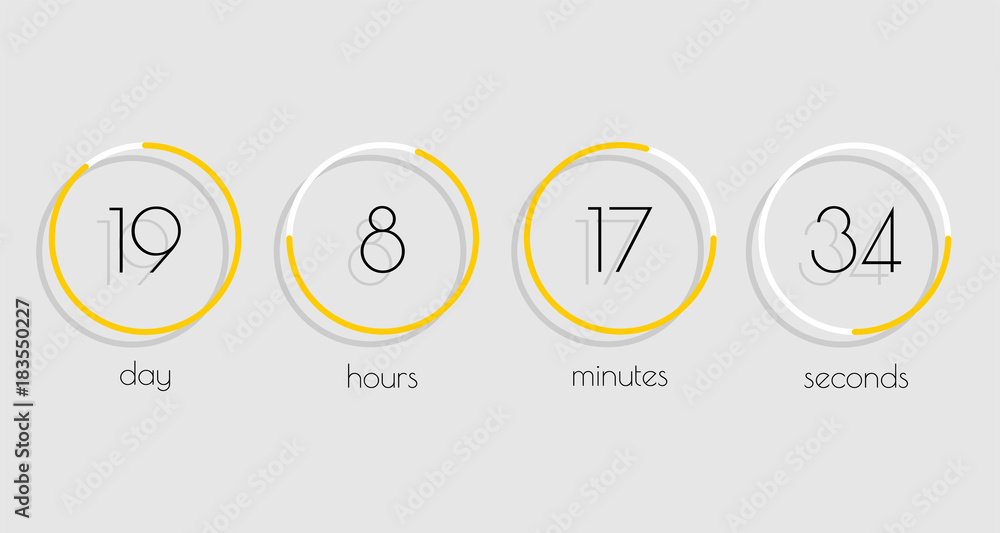 Poster flip countdown timer vector clock counter with shadow in flat style