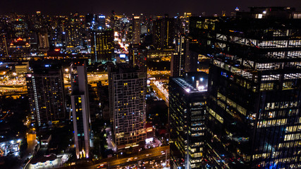 Fototapeta na wymiar Aerial view of building or city in Night time