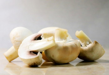 White mushrooms. Champignon. 