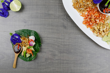 Savory Leaf Wraps on wooden floor ready to eat.