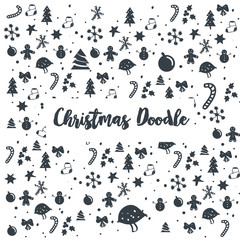 Set of Christmas design element in doodle style
