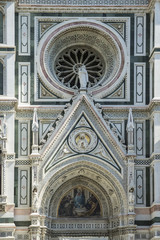 Detail of the Front of the Duomo (cathedral) in Florence, Italy