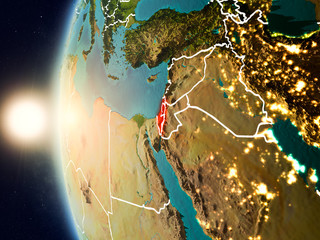 Sunset above Israel from space