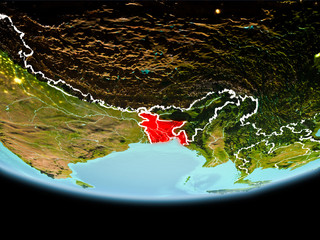 Bangladesh in red in the evening