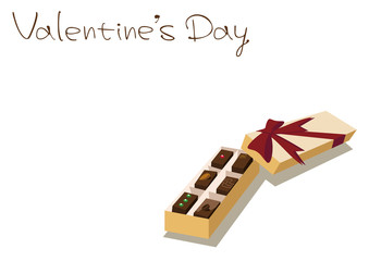 チョコレート。チョコレートの箱。バレンタイン。ギフト。