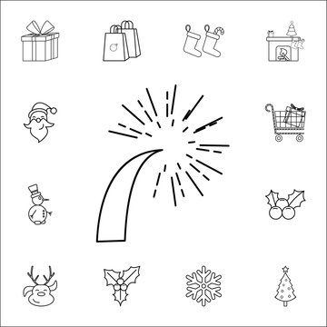 Flat a firework icon. Set of Christmas and New Year icons. Signs, outline symbols collection, simple thin line icons for websites, web design, mobile app