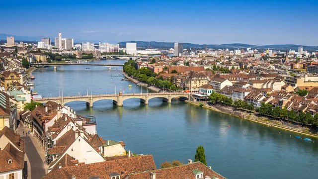 Old city center of Basel with Rhine river, Switzerland, Europe