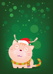 Santa Cat stand alone for Greeting Christmas eve