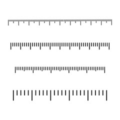 Black scale, markup for rulers. Different units of measurement. Vector illustration