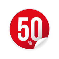 Fifty percent sale sticker red