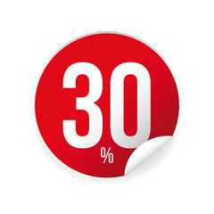 Thirty percent sale sticker red