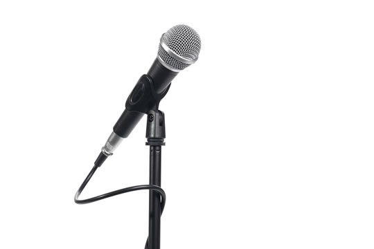 Microphone with stand isolated on white background