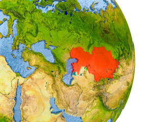 Kazakhstan on realistic globe
