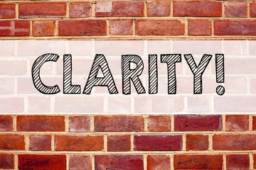 Obraz premium Conceptual announcement text caption inspiration showing Clarity. Business concept for Clarity Message written on old brick background with copy space