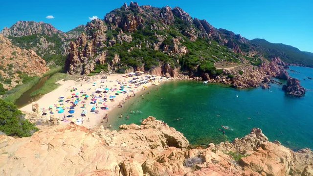 Beautiful coastline view to Spaggia di Li Cossi and azure clear water, Costa Paradiso, Sardinia, Italy, Europe.