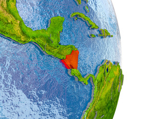 Nicaragua on realistic globe