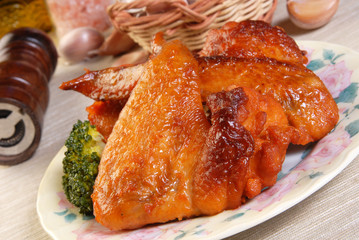 Grilled chicken wings served on a plate    