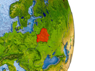 Belarus on realistic globe