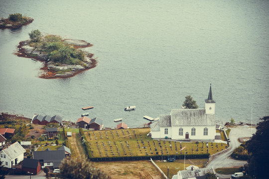 Bruvik Lutheran Church, island Osteroy Norway