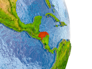 Honduras on realistic globe