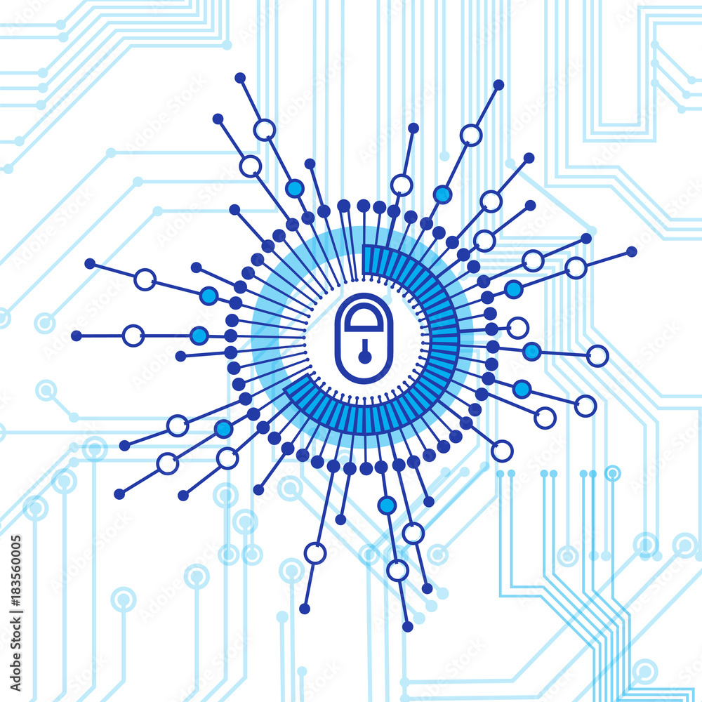 Poster closed lock access technology concept of data protection and security vector illustration