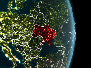 Orbit view of Ukraine at night
