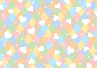 カラフル　アーガイル　ハート　背景