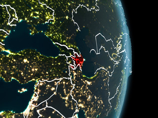 Orbit view of Azerbaijan at night