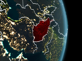 Orbit view of Afghanistan at night