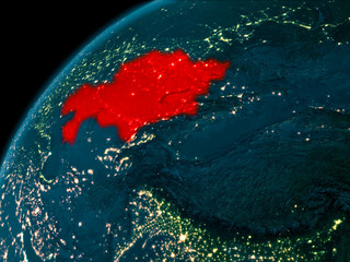 Kazakhstan at night on Earth