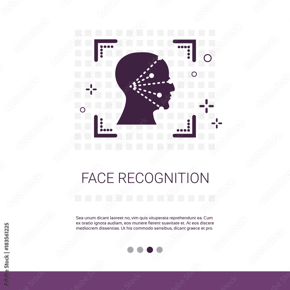 Aufkleber face scanning app recognition system biometric identification concept web banner with copy space vec
