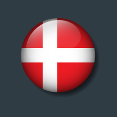 Obraz premium Denmark Flag on 3D Button, National Football or Soccer team logo Concept.