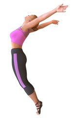 Beautiful girl doing yoga isolated on white 3d illustration