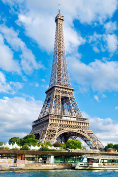 The Eiffel Tower in Paris on a sunny summer day