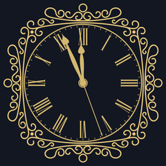 Fototapeta na wymiar Golden clock for new year and christmas design vector