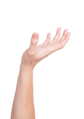 Open hand with palm up isolated on white background